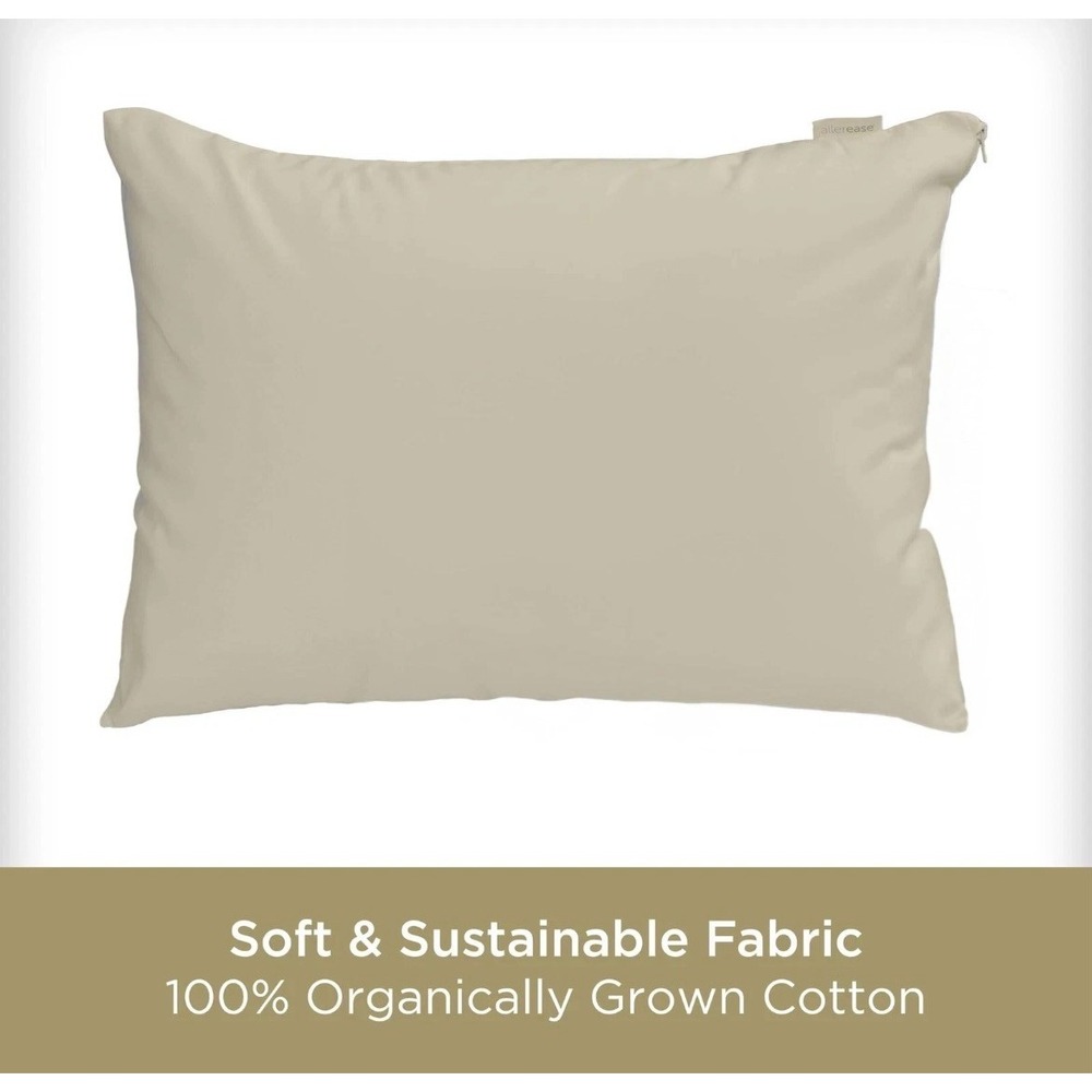 Allerease Pillow Protector Unisex S White NEW Organic Cotton Allergy Defense - Picture 3 of 9